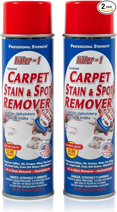 Carpet Spot Remover, Stain and Red Wine Remover and Spot Treatment for Oil, Grease, Urine, Cleaning Performance for Rugs, Upholstery, Fabrics. Pack of 2