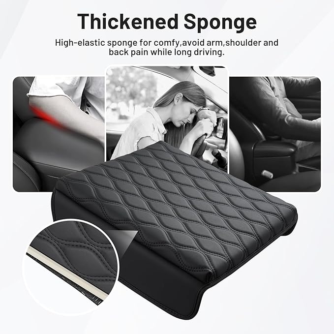 Autorder Center Console Cover for 2021-2025 2026 Ford F150/2022-2025 2026 F150 Lightning Accessories Armrest Cushion Cover Nappa Leather Middle Console Covers (Only fit for Work Surface Console)