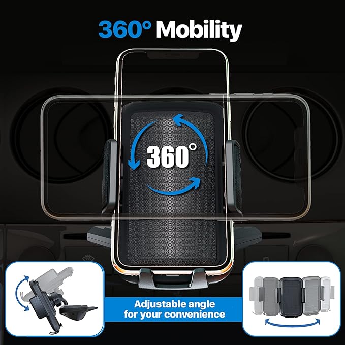 Bestrix Cell Phone Holder for Car, CD Slot Car Phone Holder, Hands Free Car Mount with Strong Grip Universal for iPhone14/13/12/11/11Pro/Xs MAX/XR/XS/X/8/7/6 Plus, Galaxy S22/S21/S20/S10+/S10e/S9/S9+