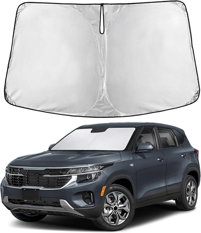 EcoNour Windshield Sunshade Compatible for Kia Seltos 2021-2024 2025 2026, Sun Visor for Front Windshield & Window Sun Shade Cover, UV Heat Blocker & Protector, Car Accessories