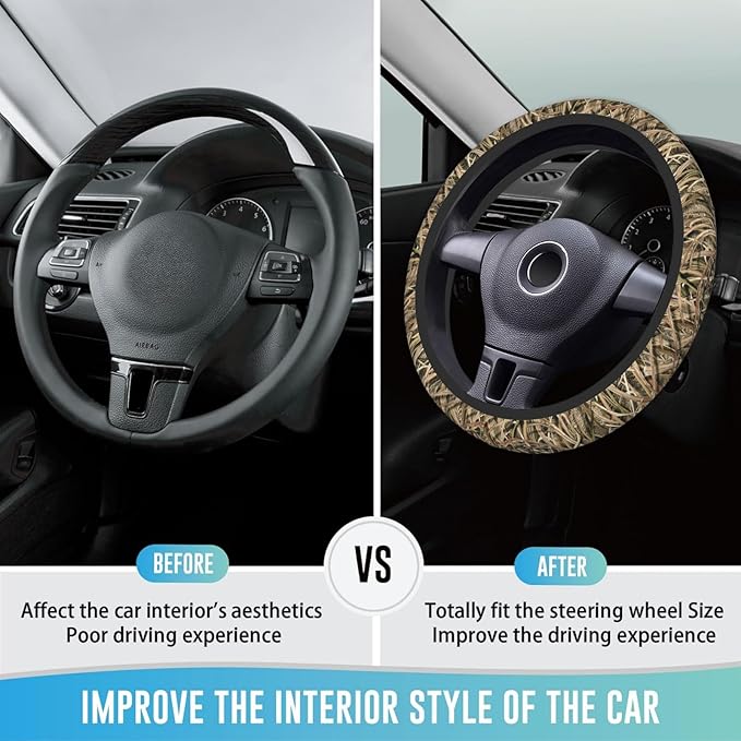 Elastic Steering Wheel Cover Car Accessories Cute Universal 15 Inch Absorbing Sweat Non-Slip Breathable for Man - Mossy Oak Shadow Grass Blades