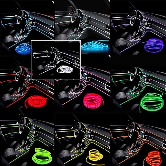 MaxLax Pink EL Wire Car Interior LED Kit - 16.4ft Flexible neon-Style Wire with 12V Fused Power Supply. Features 6mm Reinforced Edge for Easy auto Installation