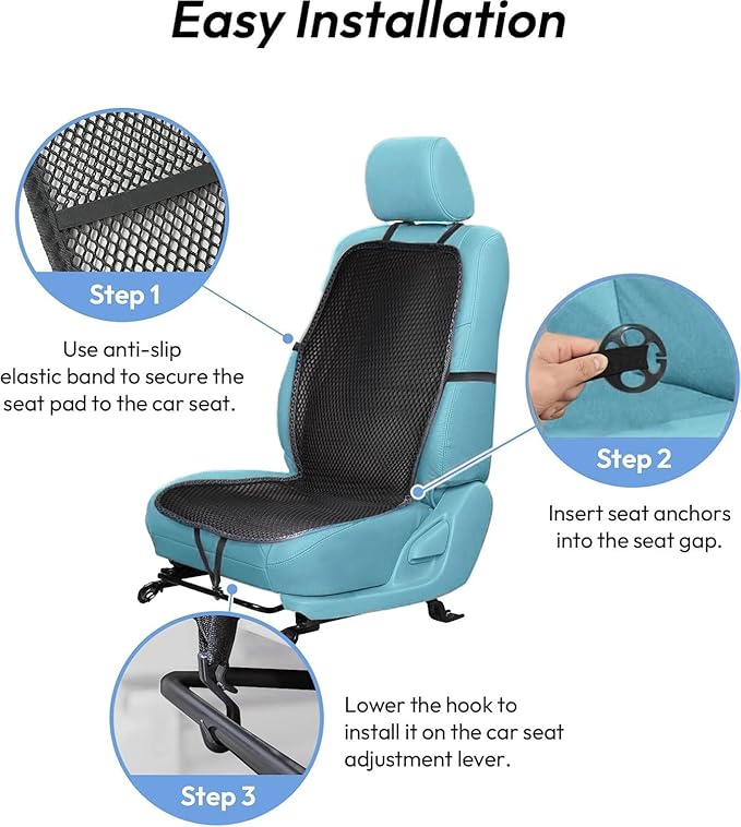 YUNZLAN Summer Cooling Ventilated Mesh Seat Cushion for Car,Universal Breathable Vented Seat Cover Fis Cars SUVs Trucks Vans Pickups for Driving Seat – 40.5" x 18" – Black