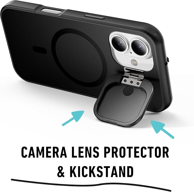 Spy-Fy iPhone 17 Privacy Case | Front and Rear Camera Covers | MagSafe iPhone Case with Lens Protection | Camera Blocker for Privacy and Safety | Slim Shockproof Phone Cover 6,3-inch Black