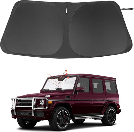 Windshield Sun Shade Custom Fit for 1990-2018 Mercedes Benz G W463 G550 G55 G63 G65 Accessories(Not for 2019-2021 Mercedes Benz G Class) Accessories Foldable Sunshade Keep Car Cooler