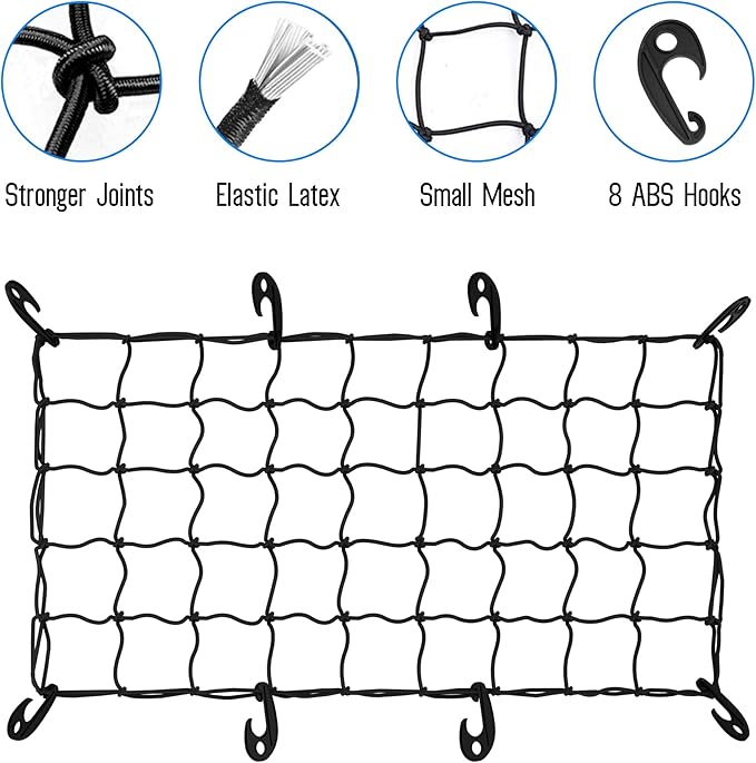 ARKSEN 600D PVC Waterproof Roof Cargo Bag with Lock, Nylon Net, Hitch Stabilizer, 2 Ratchet Straps for SUV, Truck, Van with/Without Rack
