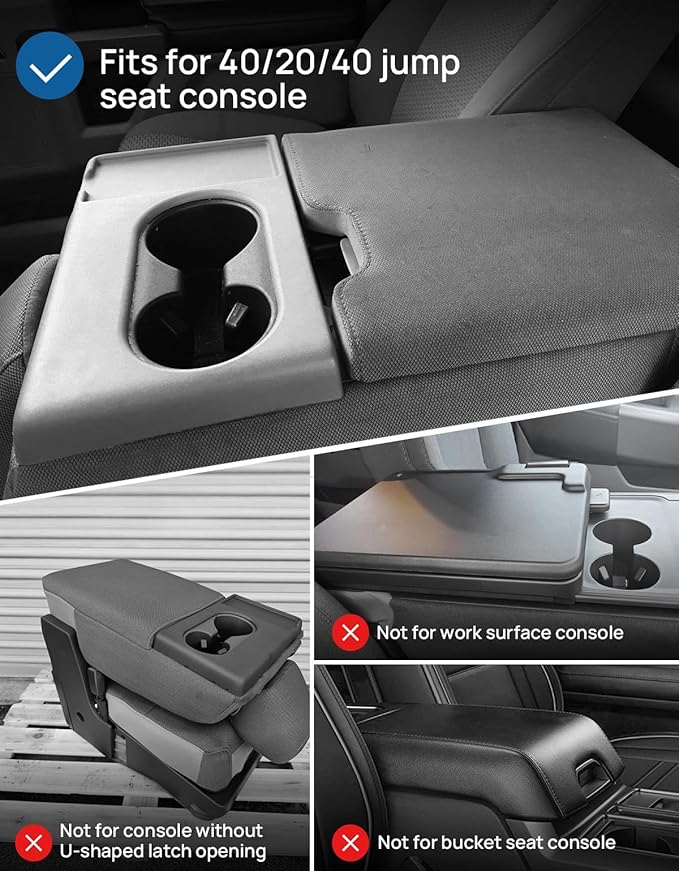 JOYTUTUS Center Console Cover Compatible with 2015-2026 Ford F150, 2017-2026 F250 F350 F450 with 40/20/40 Jump Seat, Neoprene Armrest Cover Middle Console Cover (Jump Seat Only)