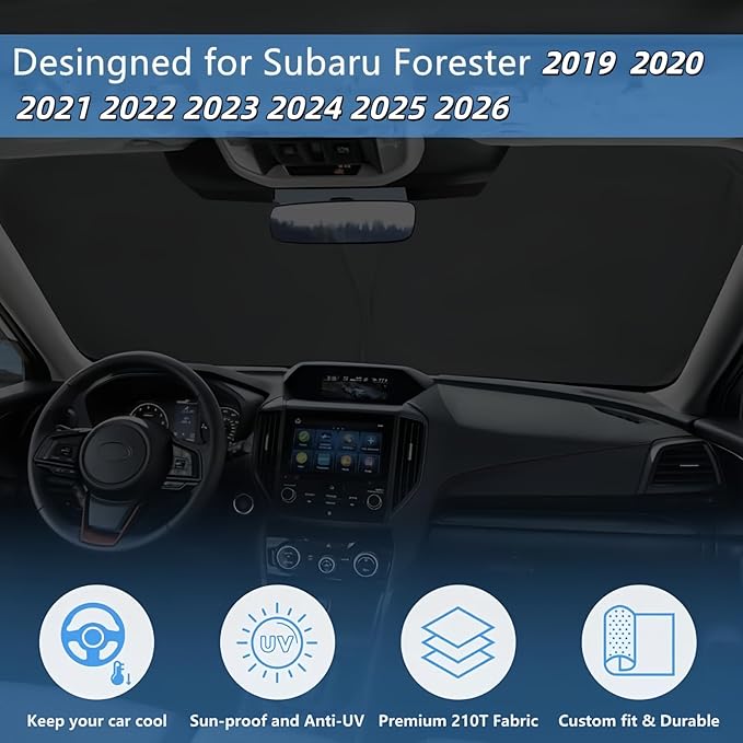 Windshield Sun Shade for for Subaru Forester 2026-2019 Front Window Sunshade Custom Fit Crossover Base Premium Sport Limited Sun Visor UV Protector Shade Heat Shield Cover, Keep Car Cool