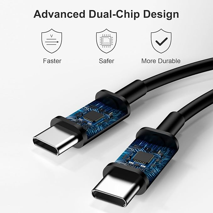 Type C Charger Fast Charging 45W USB C Charger Samsung Chargers 2-PACK 6FT Cord for iPhone 16/16 Plus/16 Pro/16 Pro Max/iPhone 15/15 Pro Max/iPad Pro/Samsung Galaxy S25 S24 S23 S22 S21,Android (Black)