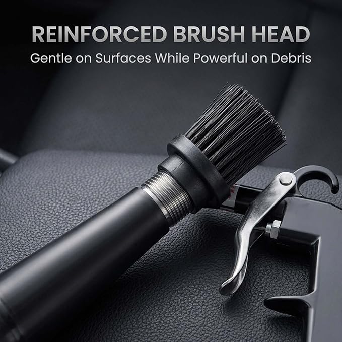 RAINPOT Saker Car Dry Cleaning Tool,60-160 PSI Compressed Air Tool for Auto Interior Cleaning, Pneumatic Duster Tool with Fine Nozzle for Vents, Crevices, and Dashboards (2 Set Nozzle)