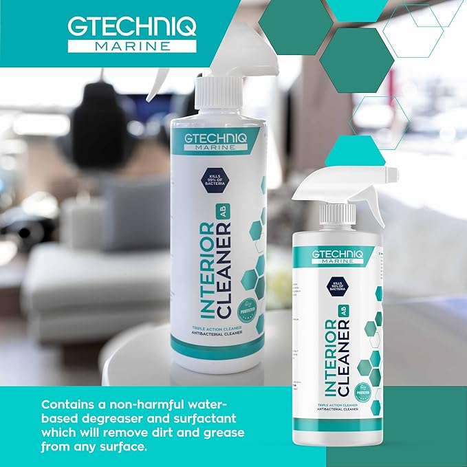 Gtechniq Marine Interior Cleaner for Boats, 17 fl oz | Effectively Removes and Repels Dirt and Grease, Traps and Absorbs Odors, Use on Any Hard or Soft Surface Including Leather, Alcantara and More