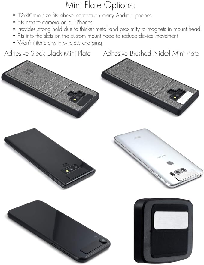 Dockem Minikin Magno Mount 3.0 Series: Minimalist Magnetic Wall and Car Mount with Adhesive Base, Magnet Head: Slim Form Phone Holder