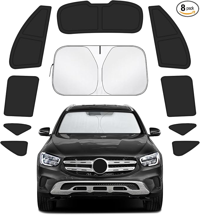 Car Window Shades Intended for Mercedes-Benz GLC-Class 2016-2022, Privacy Window Covers 8PCS for Side, Rear & Windshield, Car Shield Sunshade for Privacy Protection, Heat Blocking, Camping and Parking