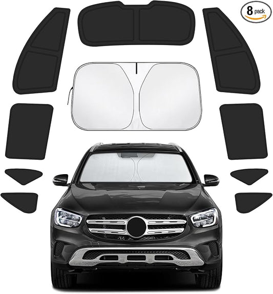 Car Window Shades Intended for Mercedes-Benz GLC-Class 2016-2022, Privacy Window Covers 8PCS for Side, Rear & Windshield, Car Shield Sunshade for Privacy Protection, Heat Blocking, Camping and Parking