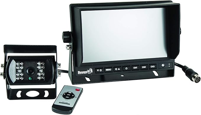 Buyers Products Rearview Backup 7 inch Camera, Rear Vehicle Observation System with Night Vision Monitor Kit for Trucks, RVs, Trailers, Vans and More, with Remote Control, 8883000, Black