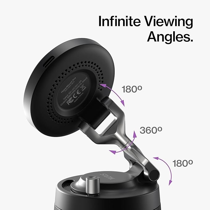 Statik HyperMount Pro Phone Mount, Magnetic Phone Holder, 15W Wireless Charging, MagSafe Car Mount, Works on Smooth & Lightly Textured Surfaces, iPhone and Android Compatible, Charging Cable Included