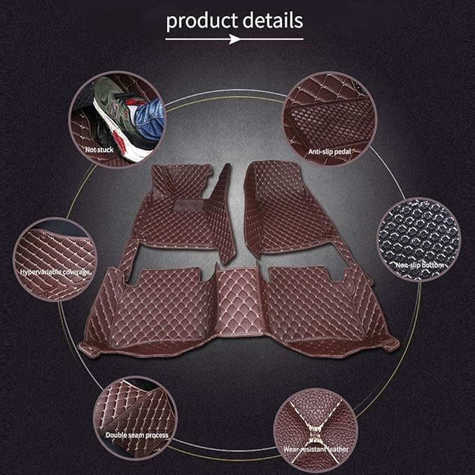 Custom Car Floor Mats for 96% Sedan SUV Sports Car Protection Full Coverage Pads Anti-Slip Leather Floor Lining All Weather Car Floor Mats (Black with Purple)