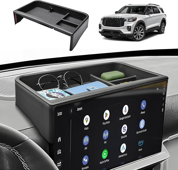 HGWEI Dash Storage Tray Compatible with 2025 2026 Ford Explorer (Active/T-Line/ST/Platinum/Tremor) Interior Accessories Behind 13.2" Screen Center Console Dashboard Organizer Insert Mount Holder