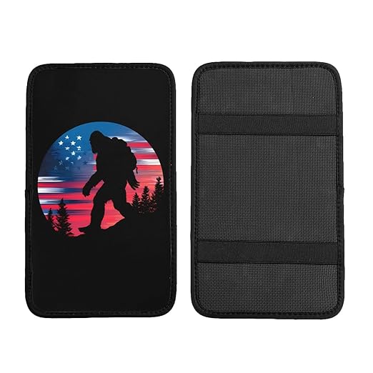 Big Walking American Flag Car Auto Armrest Cushion Cover Accessories Center Console Seat Box Pad Protector Universal Decoration for Most Vehicle SUV Truck