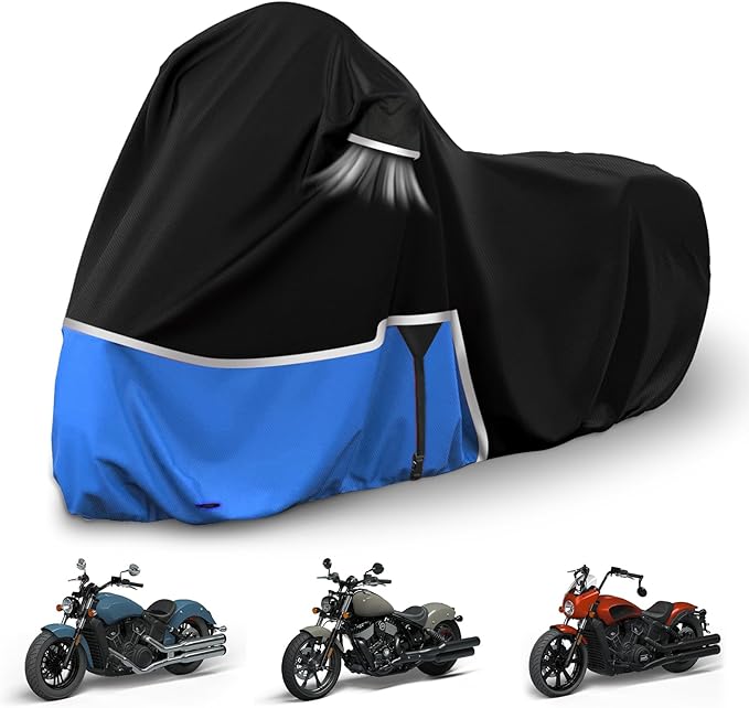 Waterproof Motorcycle Cover Replace for Indian Scout/Scout Bobber/Chief, 420D Oxford Cloth Customized Motorcycle Cover for Snow Rain Dust Protection