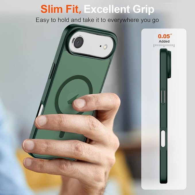 SUPFINE Magnetic for iPhone Air Case (Compatible with MagSafe)(Military Grade Drop Protection) Slim Translucent Matte Shockproof with Anti-Fingerprint Phone Cover for 17 Air,Forest Green