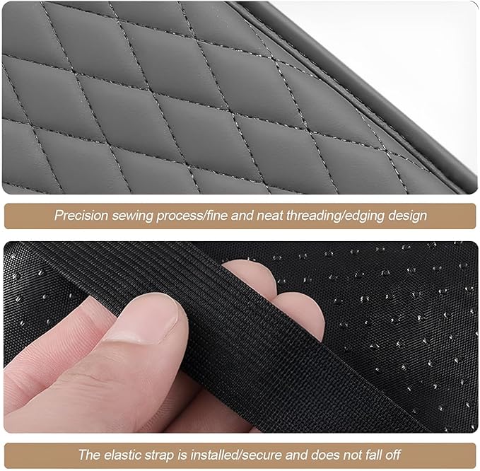 Car Center Console Cover, Leather Vehicle Armrest Seat Box Cushion Pad with Storage Bags, Waterproof Automotive Middle Console Protector, Universal for SUV RV Truck (Gray)