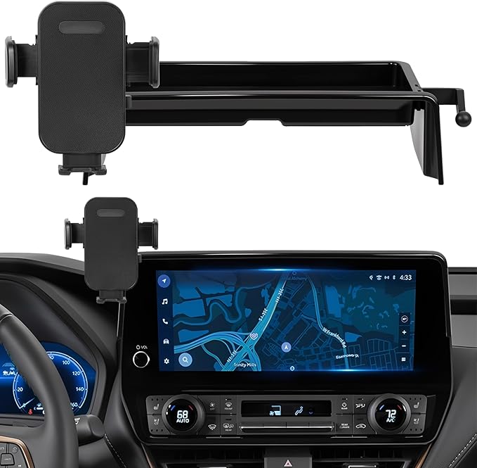 Car Phone Holder Fit for Toyota Grand Highlander 2024 w/Dash Tray Storge Box Organizer-Cell Phone Mount for Grand Highlander Accessories 12.3 inch Touch Screen 360 Degree Rotation