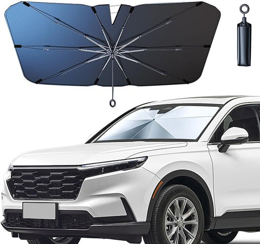 JDDRY Car Front Windshield Sun Shade with Pull Cord, Umbrella Sun Shade for Large SUV (145x80cm/57x31.5)