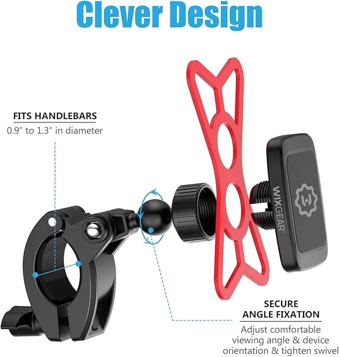 WixGear Universal Magnetic Bicycle & Motorcycle Handlebar Phone Holder for Cell Phones and GPS with Fast Swift-Snap Technology,