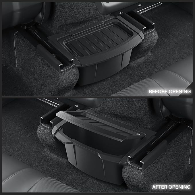 Rear Center Console Floor Storage Box for Tesla Model Y Juniper 2025 2026 Rear Center Console Organizer - 2nd Row Seat Organizer Bin for Model Y Juniper Accessorie