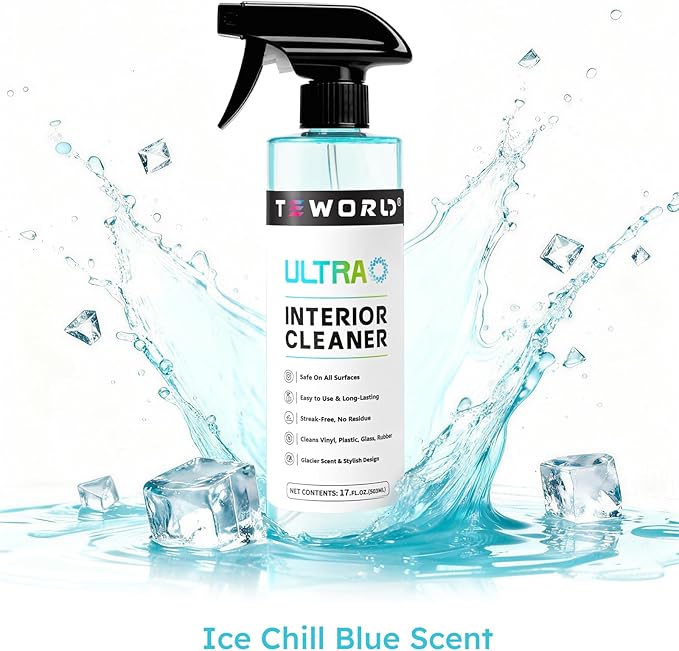 Premium Car Interior Cleaner (17oz Brush + Towel) | Interior Car Cleaner for Leather, Vinyl, Glass & Plastic | Residue-Free Matte Finish for Upholstery, Dash, Trim & Screens - Safe on All Surfaces