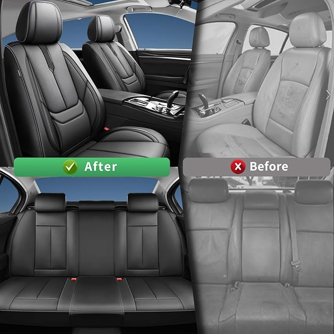 Fit Venue Car Seat Covers for Hyundai Venue 2020-2025 2026 -Upgraded Premium Waterproof & Breathable Leather, Airbag Compatible, All-Weather Seat Cushion Protector,2 Front/Black