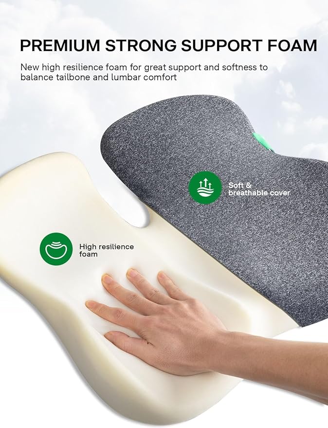 Medisana Seat Cushion, SC 200G Seat Cushions for Office Chairs, Car Seat, Wheelchair - Sciatica & Tailbone & Coccyx Pain Relief Pillow for Driver Sedentary People（Size:22.8 * 16.5 * 4.3 in-Grey）