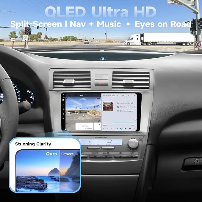 Dasaita 6GB+64GB Car Stereo Radio for Toyota Camry 2007-2011 with Wireless Carplay & Android Auto, Android 13 GPS Navigation Head Unit, 9" QLED Touchscreen, Plug and Play, Voice Control