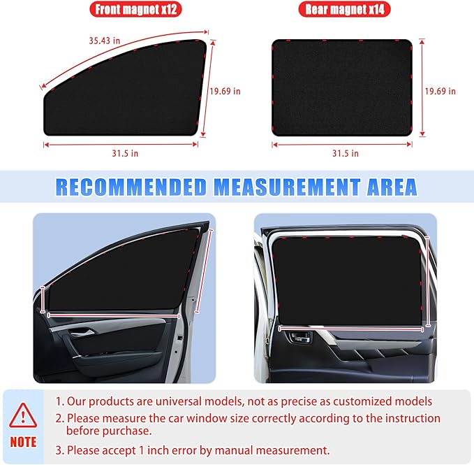 ZATOOTO Suede Car Window Shades 4PCS - Car Window Covers for Ultimate Privacy, UV Protection, and Heat Insulation, Side Window Sun Shade Perfect for Camping, Travel, Baby Safety, and Daily Use