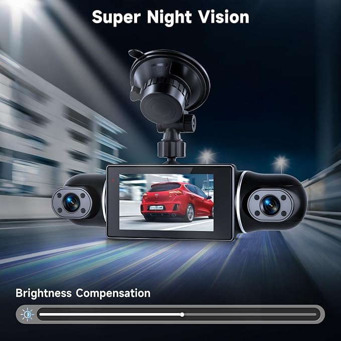 4 Channel Dash Cam with Front Rear Left Right Cameras, 360° Car Camera System for Driving & Parking, Night Vision, Parking Monitor, G-Sensor, Loop Recording, Multi-Camera Dashcam+64GB Card