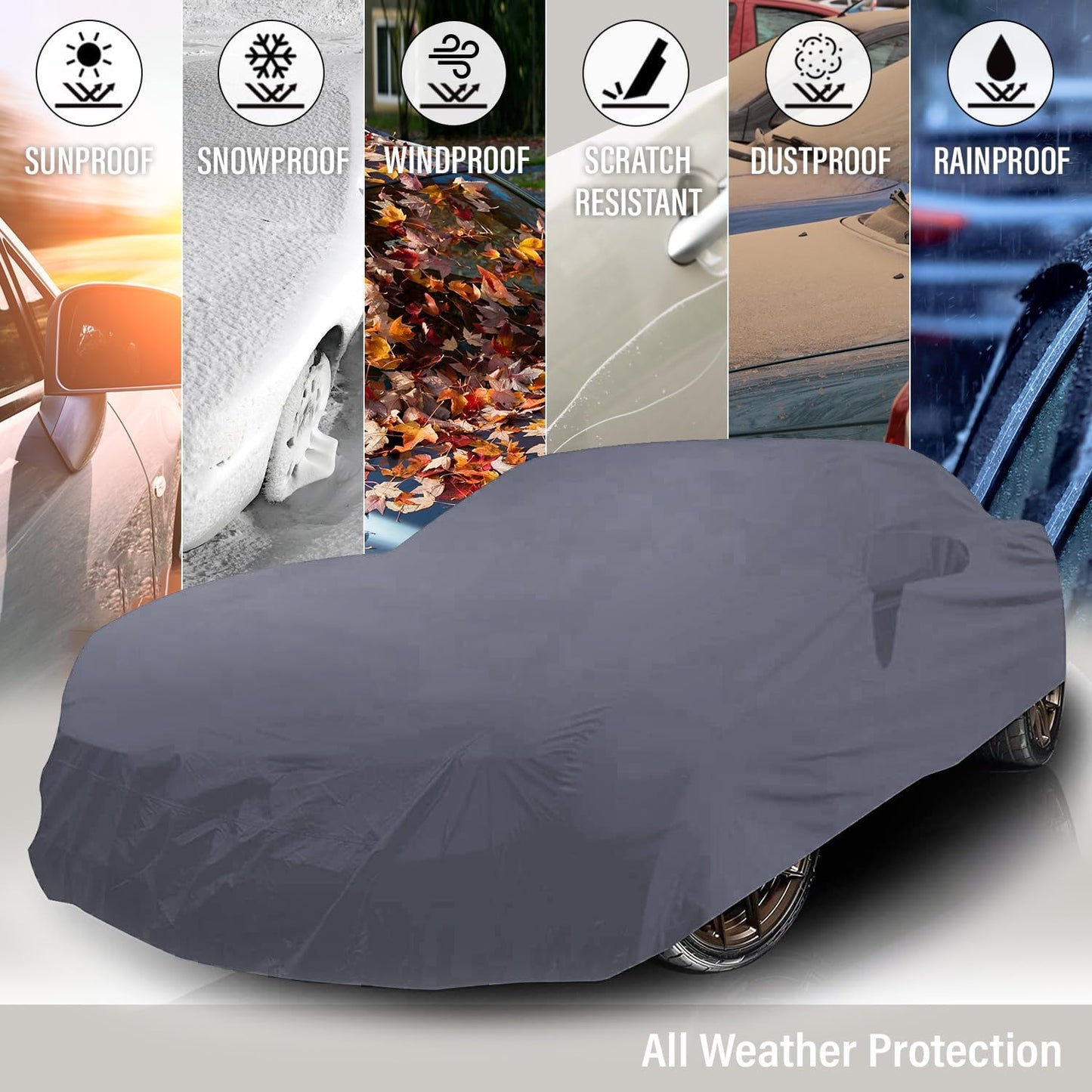 Supreme Full Car Cover – for Pontiac Chieftain 1955-1958 2nd Gen Sedan 4-Door Semi Custom Fit Waterproof Full Coverage All Weather Windproof Dust Proof Indoor Outdoor Automobile