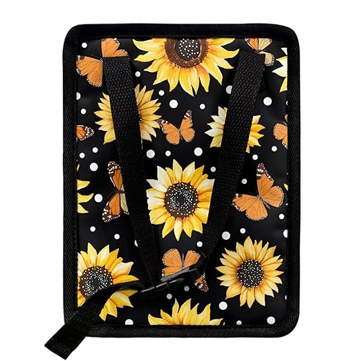 Sunflower Butterfly Car Trash Can Auto Garbage Bag with Lid Leak-Proof Car Storage Bag Garbage Bag Hanging for Headrest Portable Vehicle Backseat Organizer