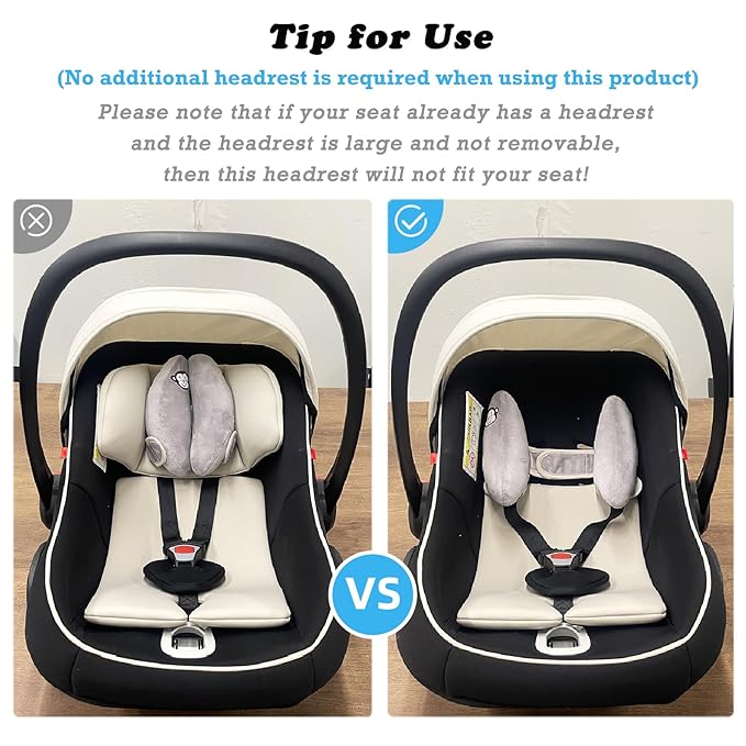 Baby Travel Pillow, Adjustable Head Neck Pillow for Infant Car Seat, Stroller Headrest Pillow for Infants, Banana Travel Headrest Pillow, Comfortble Toddler Neck Pillows for Pushchair, Gray