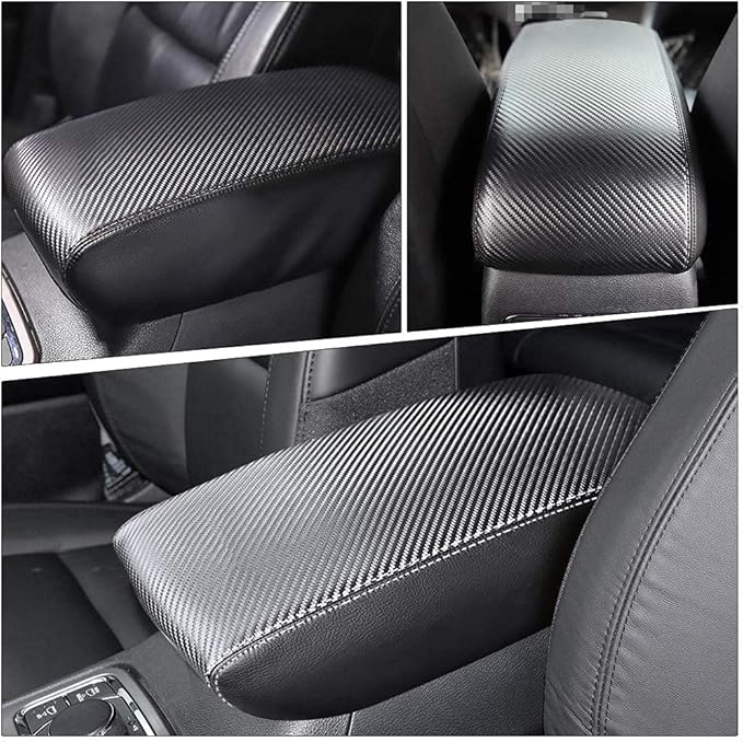 INTGET Car Center Console Armrest Cover for 2011-2020 2021 Jeep Grand Cherokee Accessories Arm Rest Box Pad Console Lid Protection Saver for Grand Cherokee Console Cover(Carbon Fiber Texture)