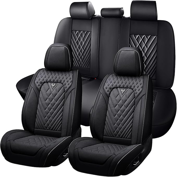Truck Seat Covers for Chevy Silverado 2500 2007-2026, Waterproof Premium Leather Full Coverage Car Seat Cover, Muscle Sport Style Auto Interior Seat Cover Sets (Full Set/Black)