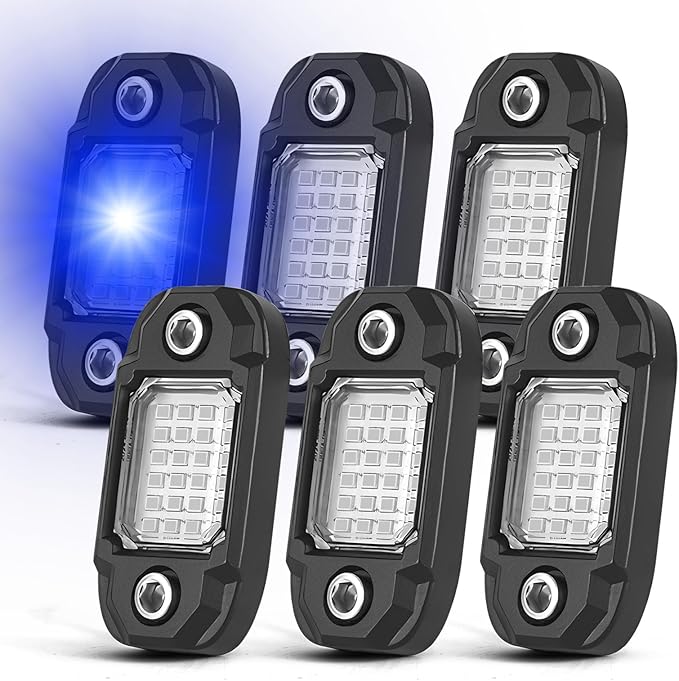 6Pods LED Rock Lights 24 LEDs Chips Neon Trail Rig Lamp Underglow Lights for Cars Trucks SUV ATV UTV(Blue)