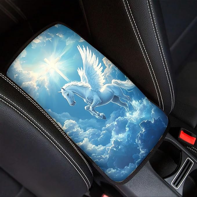 Horse Cross Armrest Cover Pad Soft Car Center Console Armrest Cushion Cover for Vehicle SUV Truck Car Auto Accessory