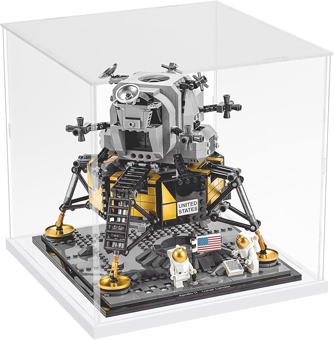 Choowin Acrylic Display Case for Lego Soccer Ball 43019 for Lego Taj Mahal 21056 10266 75318 76261 Thickened Clear Acrylic Display Cases for Collectibles Assemble Dustproof Display Box(White Base)