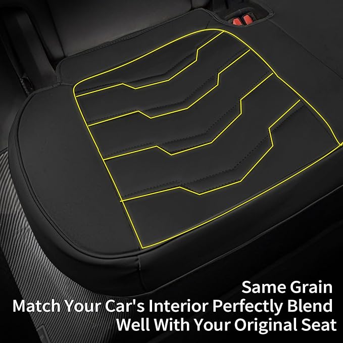 Seat Cover 2Pcs Custom Fit for Tesla Model Y/3 Car Seat Bottom Protector, Front Luxury Leather Car Seat Cushion, Wear-Resistant for 2020 2021 2022 2023 2024 Accessories (Black STG)