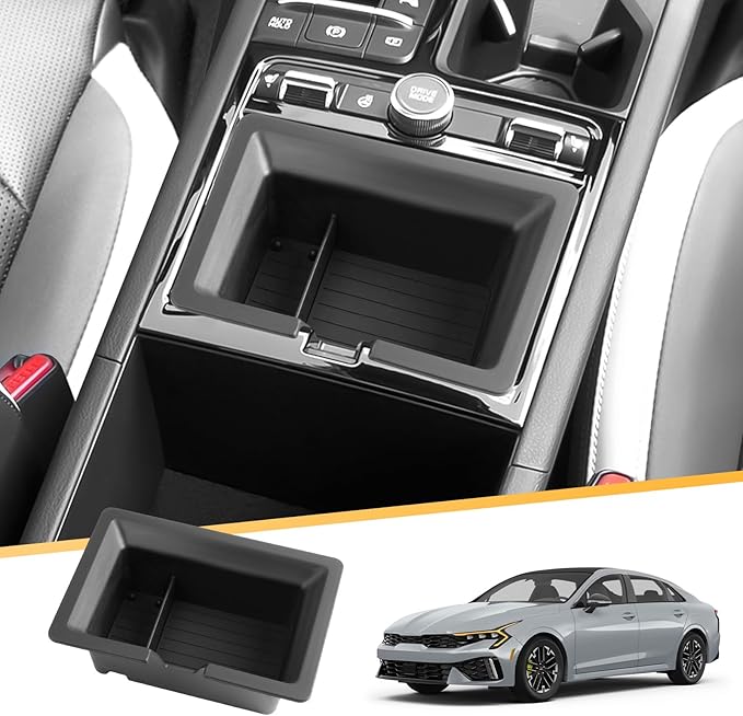 LFOTPP Center Console Organizer Tray for 2025 2026 Kia K5 (LXS/GT-Line/GT/EX), Armrest Storage Box Insert, OEM Fit, Non-Slip Waterproof Center Car Interior Accessory - Black