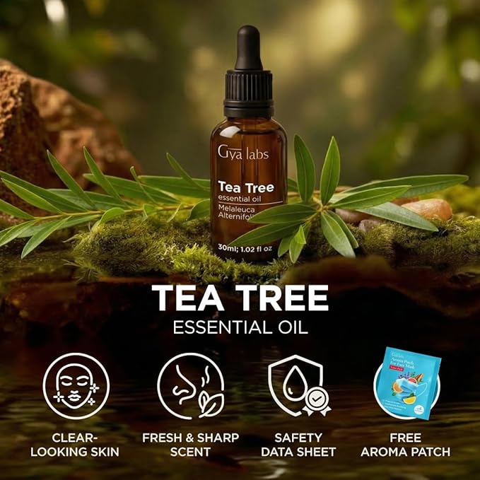 100% Pure Tea Tree Essential Oil - 1.02 Fl Oz - Tea Tree Oil for Hair, Skin, Diffuser, Aromatherapy & DIY Candle Making Scent