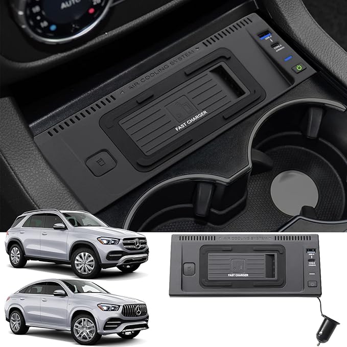 Wireless Car Charger for Mercedes Benz GLE/GLS/GL/ML 2012-2019, 15W Qi Fast Charging Phone Charger Pad for Mercedes-Benz GLE GLS AMG 2015-2019 ML GL AMG 2012-2015 X292 X166 W166 Accessory