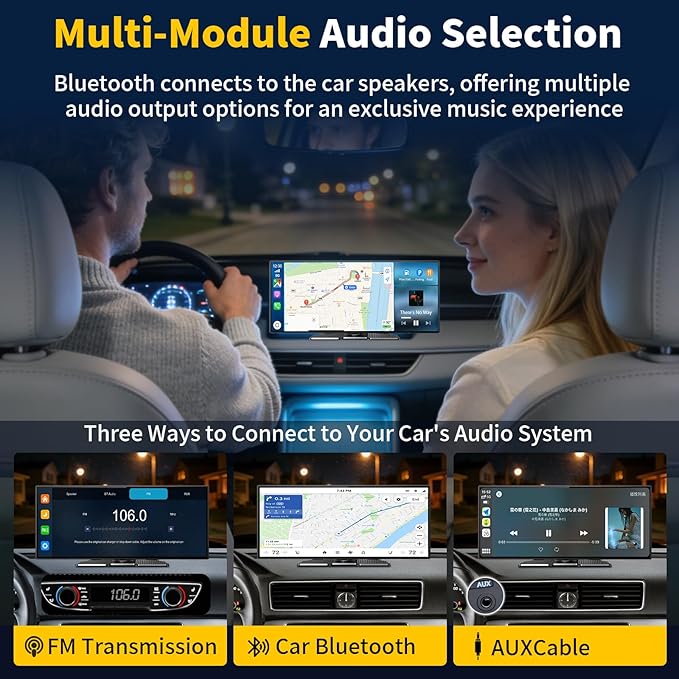 11.5" Largest Wireless Carplay HD Screen for Carplay & Android Auto Car Stereo with 4K Dash Cam 1080P Backup Camera, GPS Navigation/Bluetooth/Mirror Link/Voice Control/AUX/FM/Siri