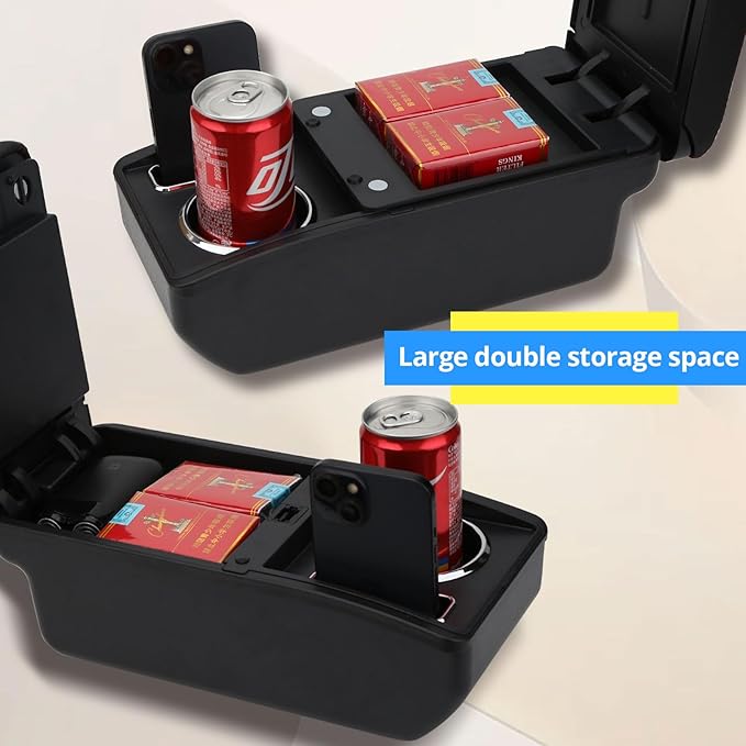 AULPHIKE Compatible with Ford Fiesta Armrest 3 MK7 2009-2017 Center Console Organizer Armrests Double Layer Storage Space with Cup Holder